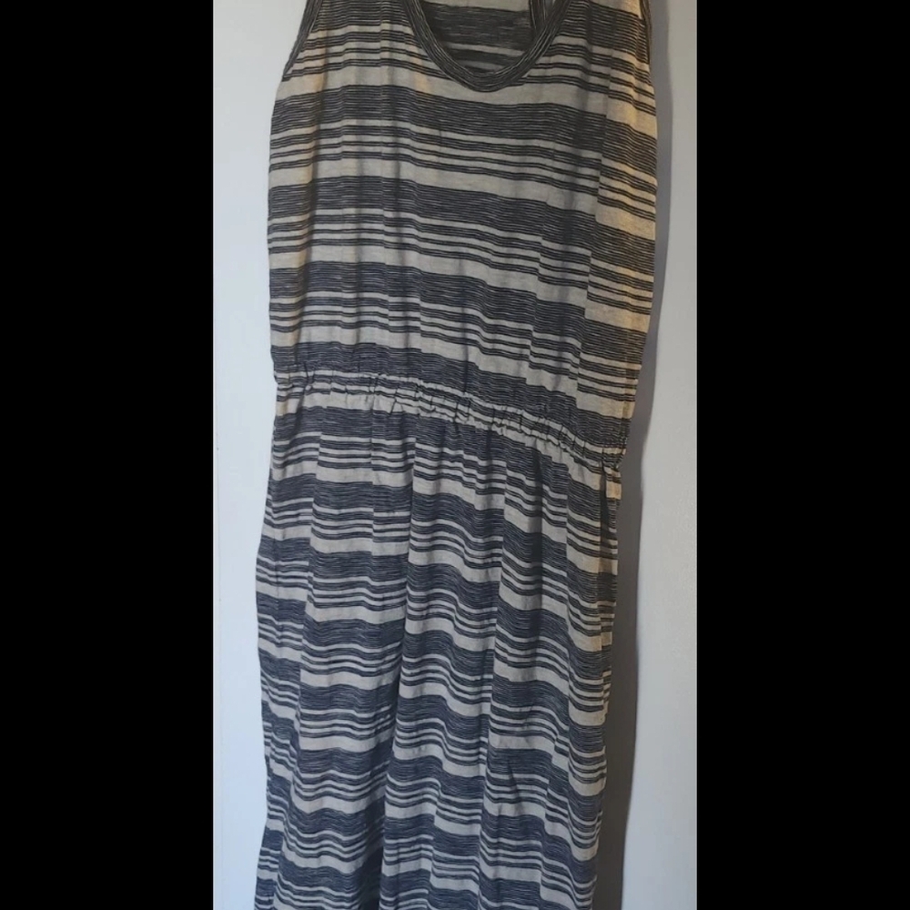 GAP Navy, Grey and Off White Striped Maxi Dress